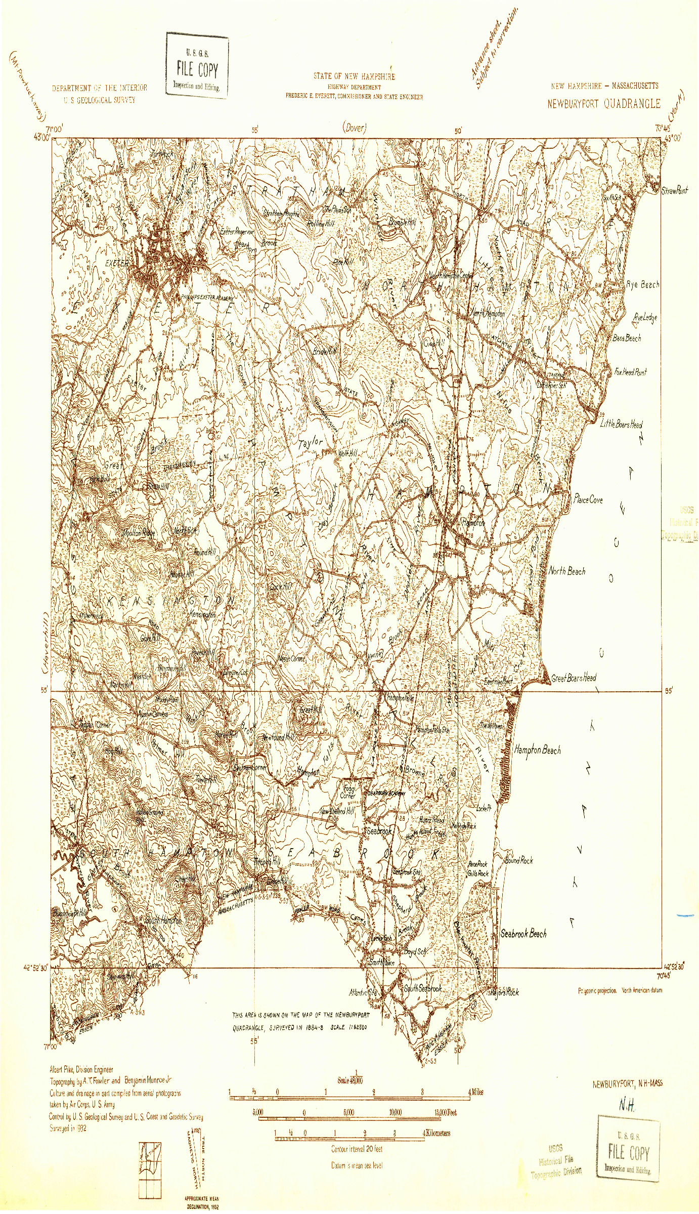 USGS 1:48000-SCALE QUADRANGLE FOR NEWBURYPORT, NH 1932