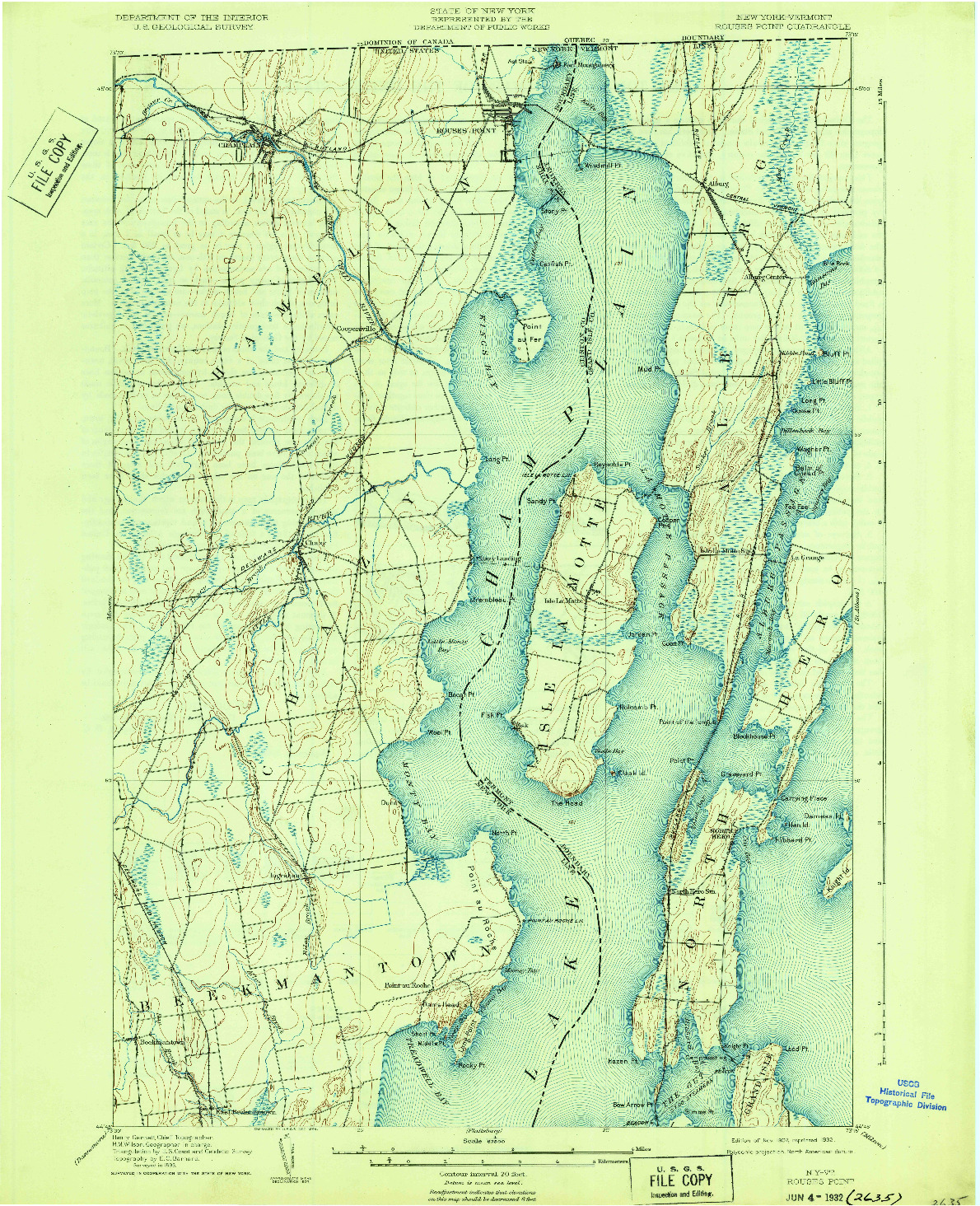 USGS 1:62500-SCALE QUADRANGLE FOR ROUSES POINT, NY 1907