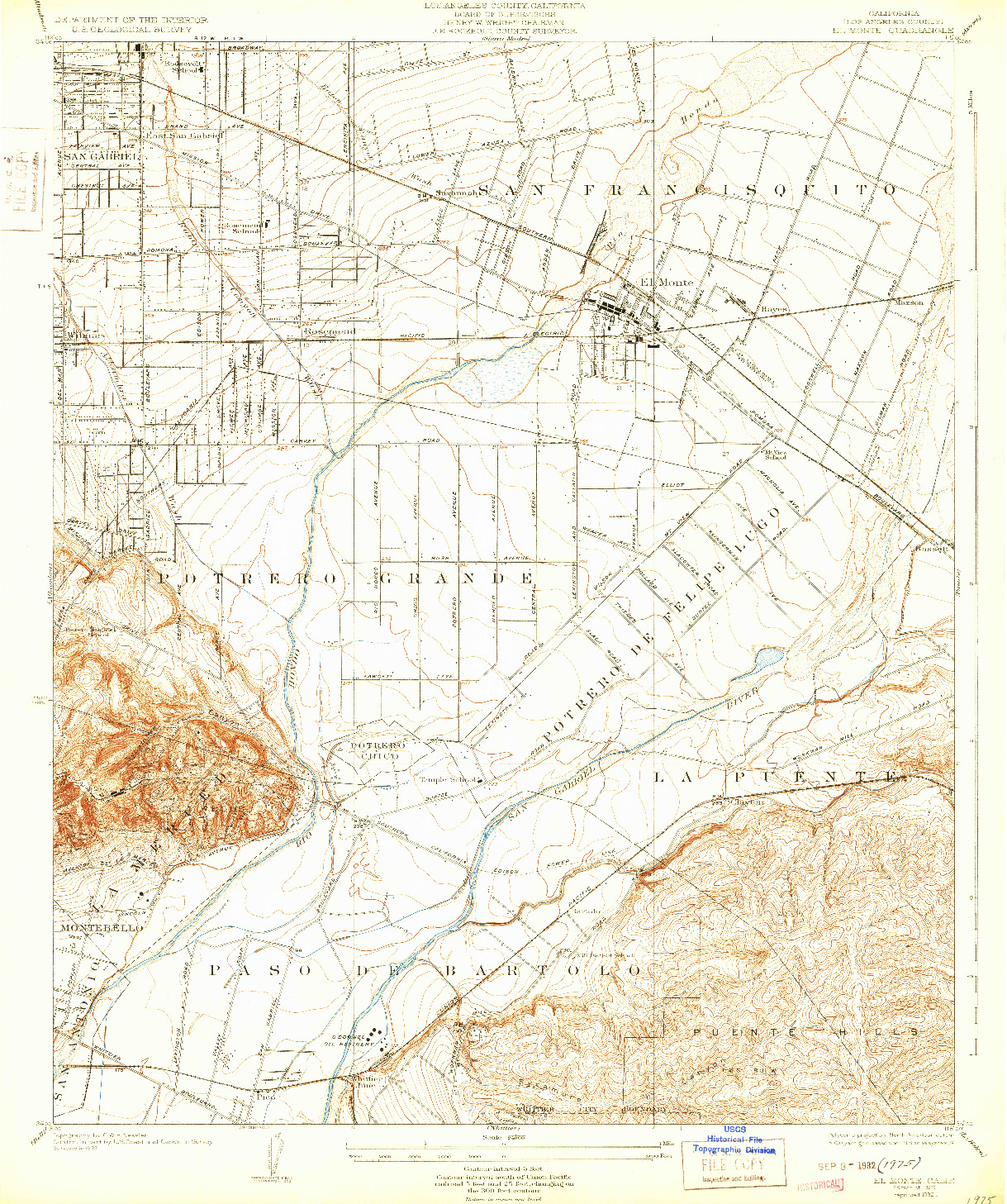 USGS 1:24000-SCALE QUADRANGLE FOR EL MONTE, CA 1926