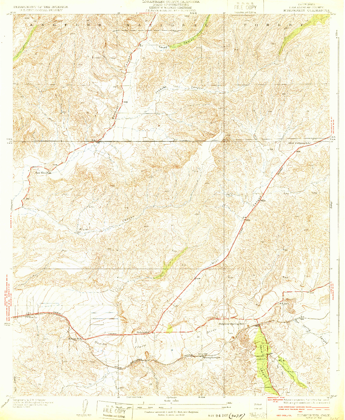 USGS 1:24000-SCALE QUADRANGLE FOR HUMPHREYS, CA 1932