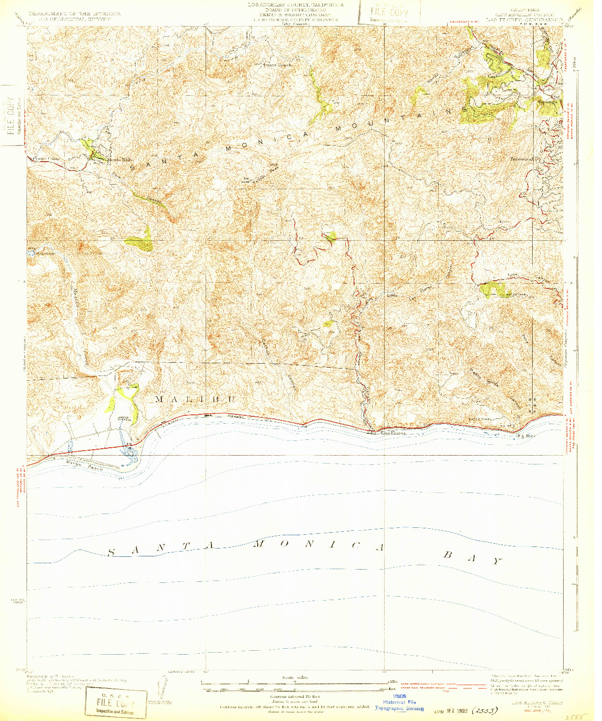 USGS 1:24000-SCALE QUADRANGLE FOR LAS FLORES, CA 1932