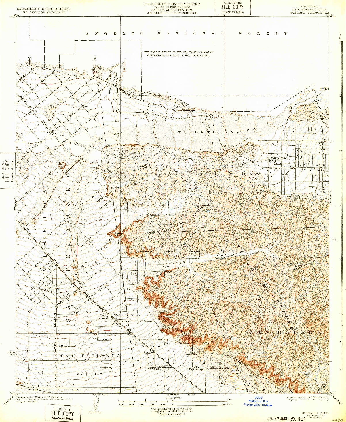 USGS 1:24000-SCALE QUADRANGLE FOR SUNLAND, CA 1932