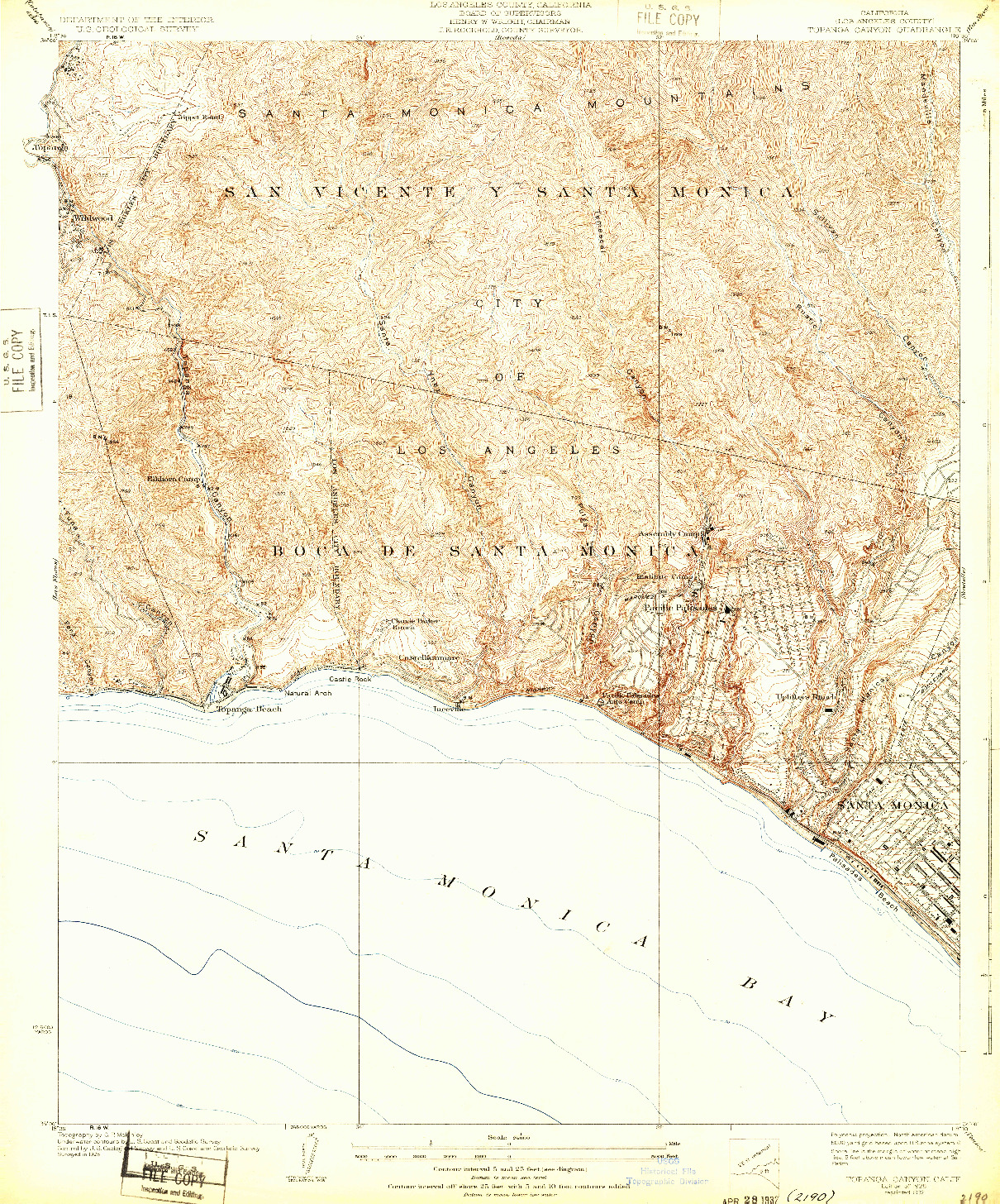 USGS 1:24000-SCALE QUADRANGLE FOR TOPANGA CANYON, CA 1928