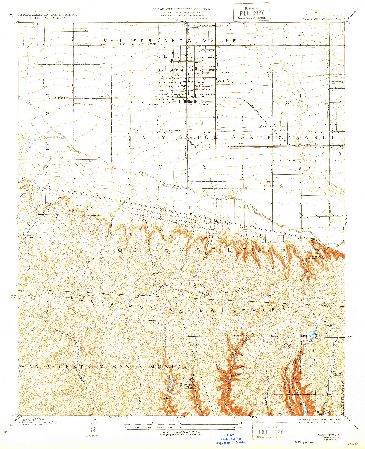 USGS 1:24000-SCALE QUADRANGLE FOR VAN NUYS, CA 1926