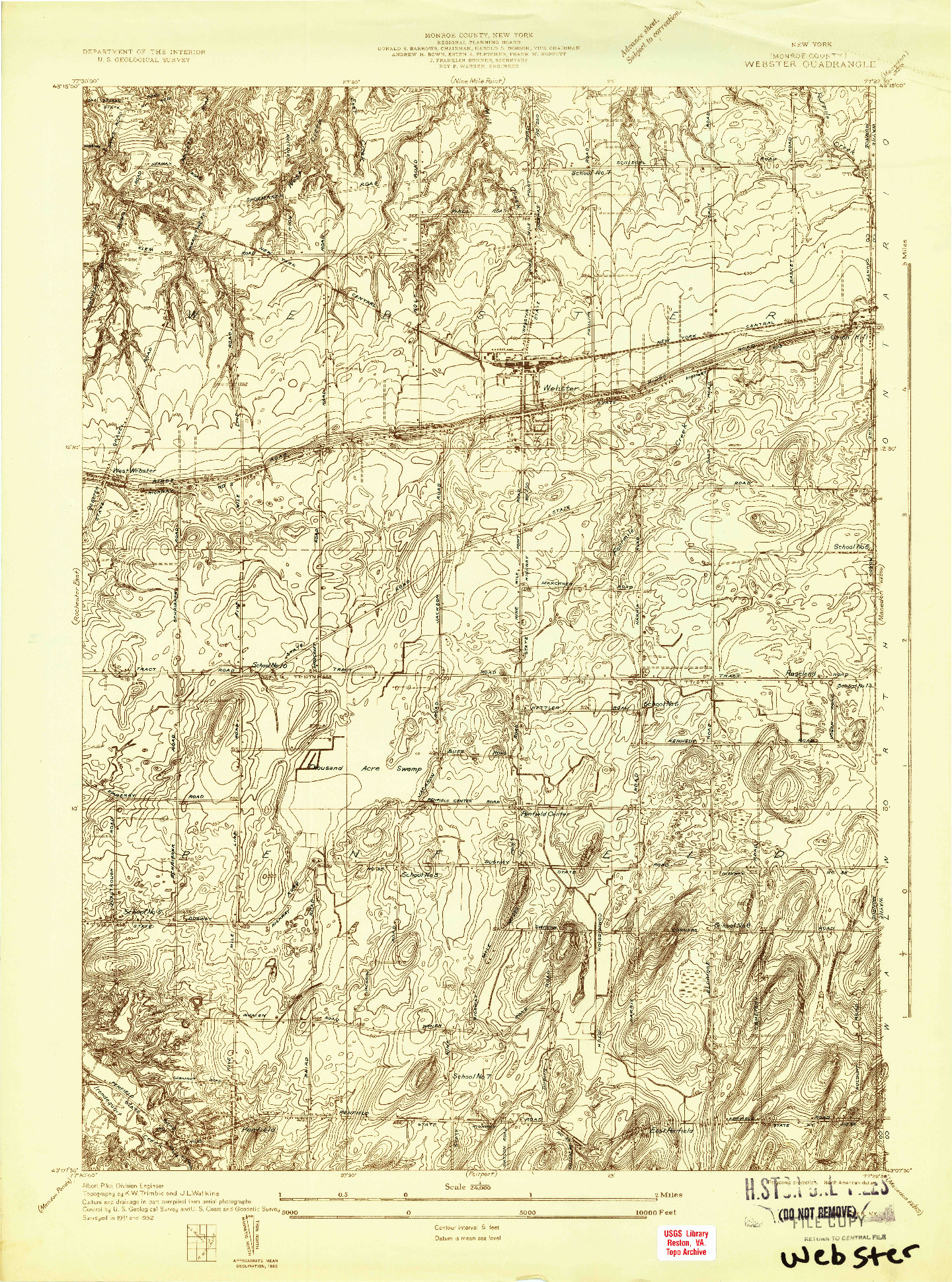 USGS 1:24000-SCALE QUADRANGLE FOR WEBSTER, NY 1932