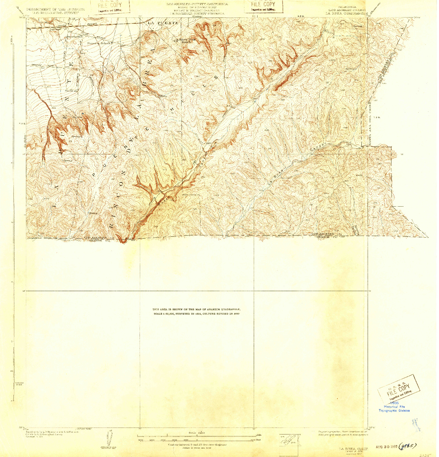 USGS 1:24000-SCALE QUADRANGLE FOR LA BREA, CA 1928
