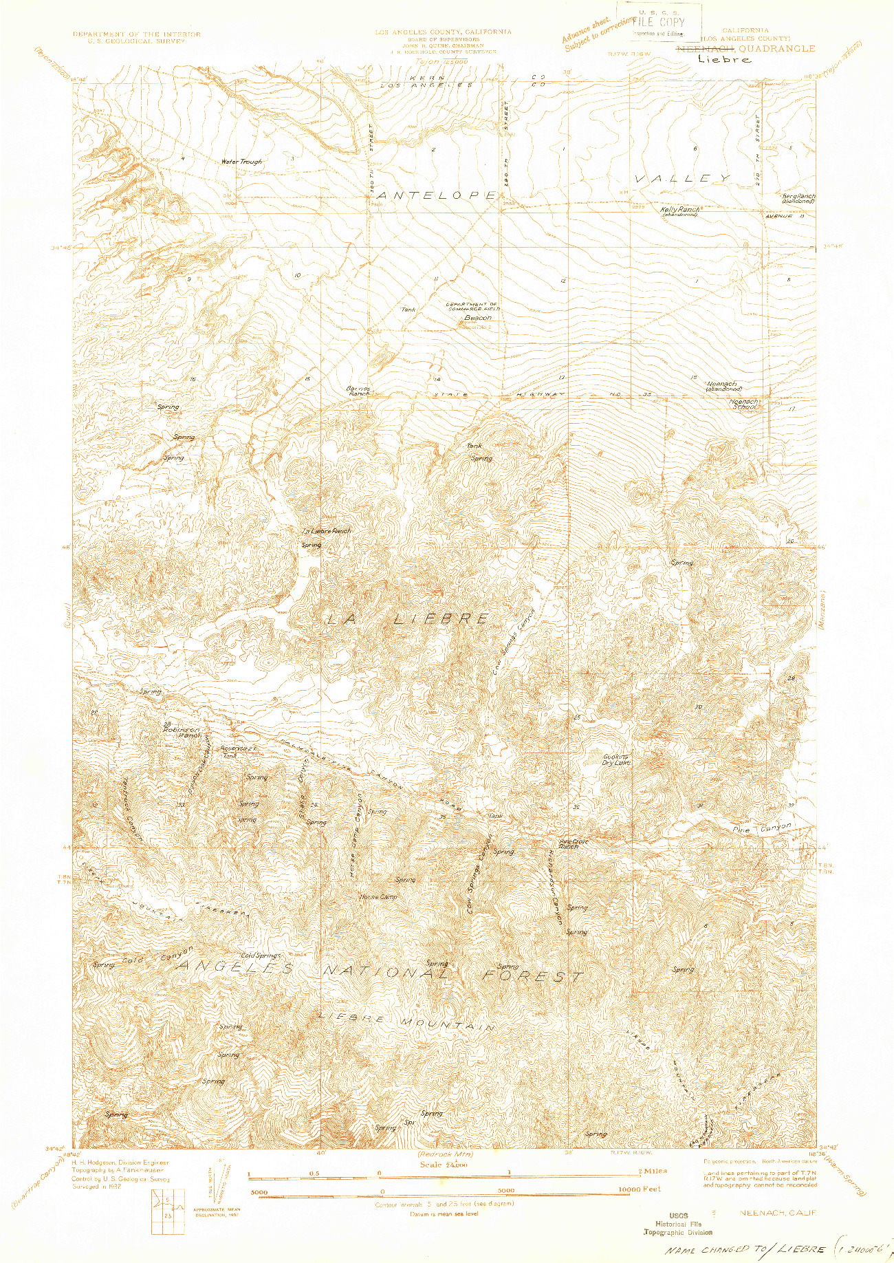 USGS 1:24000-SCALE QUADRANGLE FOR NEENACH, CA 1932