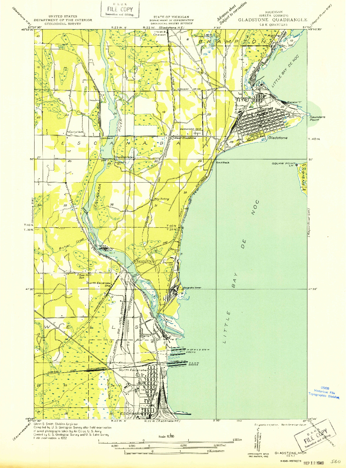 USGS 1:31680-SCALE QUADRANGLE FOR GLADSTONE SE, MI 1932