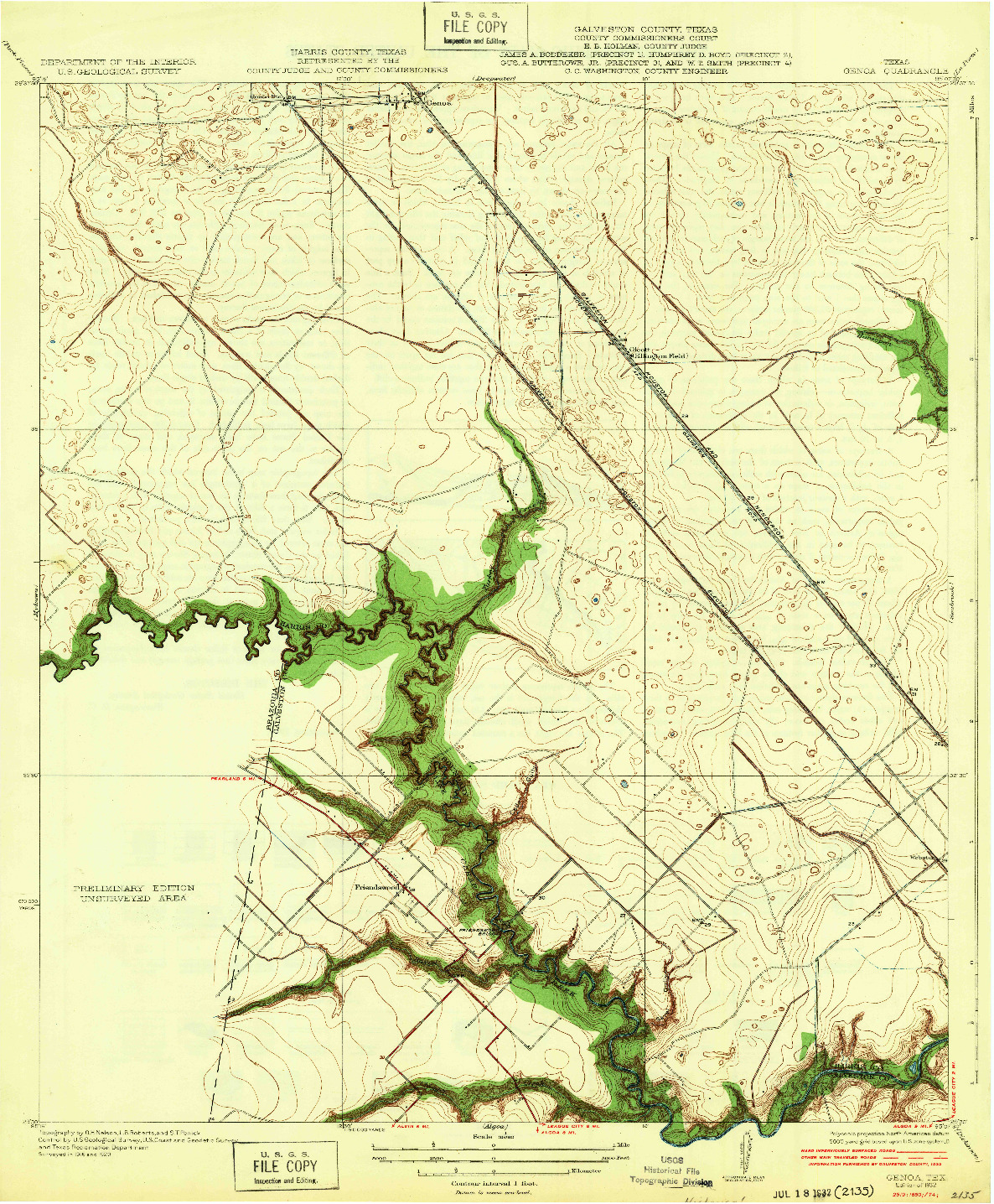 USGS 1:31680-SCALE QUADRANGLE FOR GENOA, TX 1932