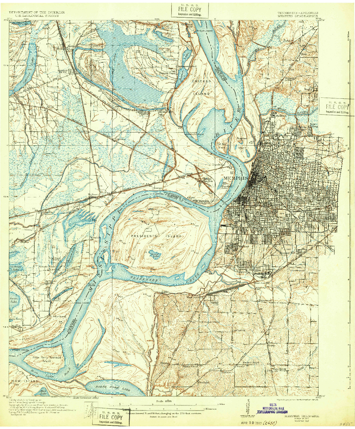 USGS 1:62500-SCALE QUADRANGLE FOR MEMPHIS, TN 1927