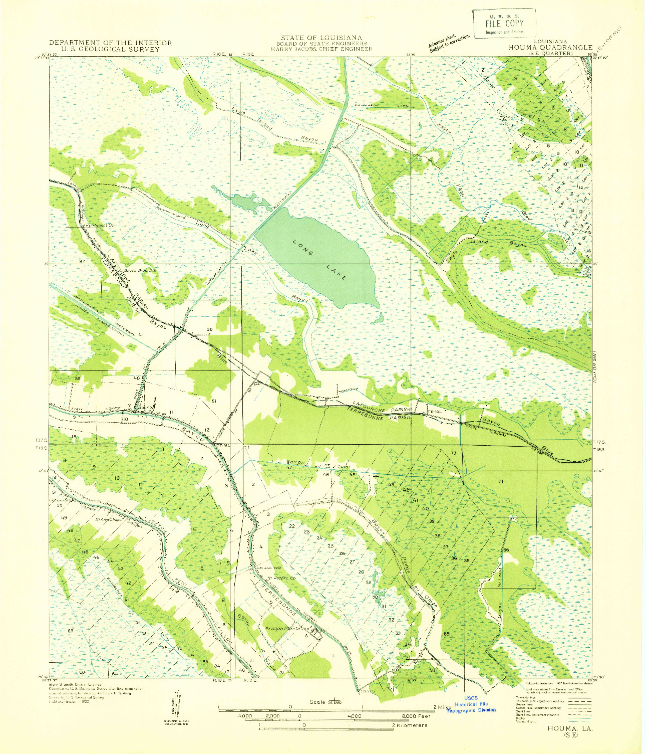 USGS 1:31680-SCALE QUADRANGLE FOR HOUMA SE, LA 1932