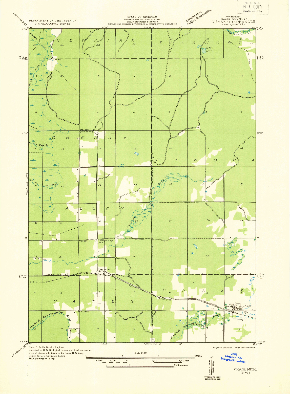 USGS 1:31680-SCALE QUADRANGLE FOR CHASE NW, MI 1932