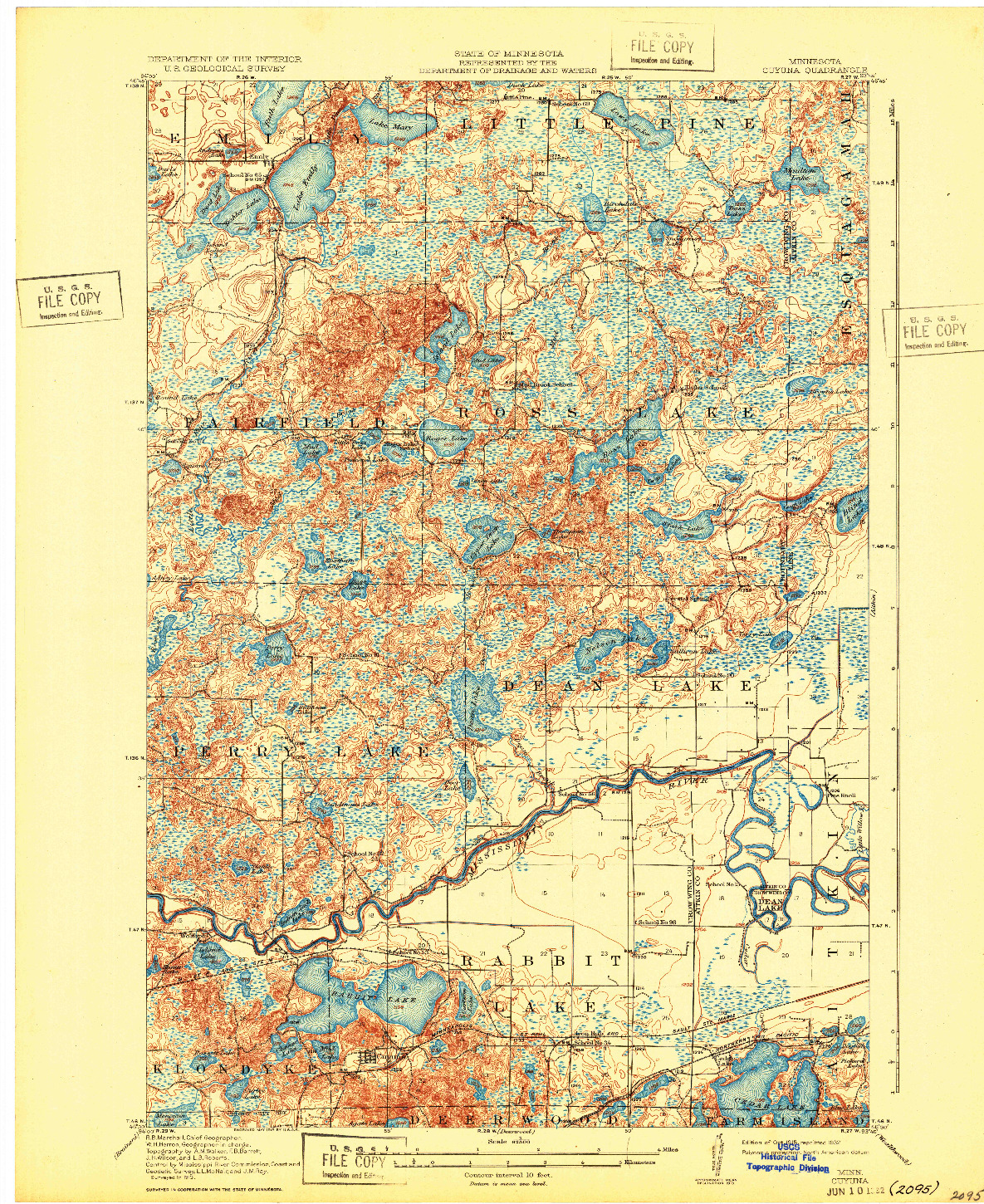 USGS 1:62500-SCALE QUADRANGLE FOR CUYUNA, MN 1915