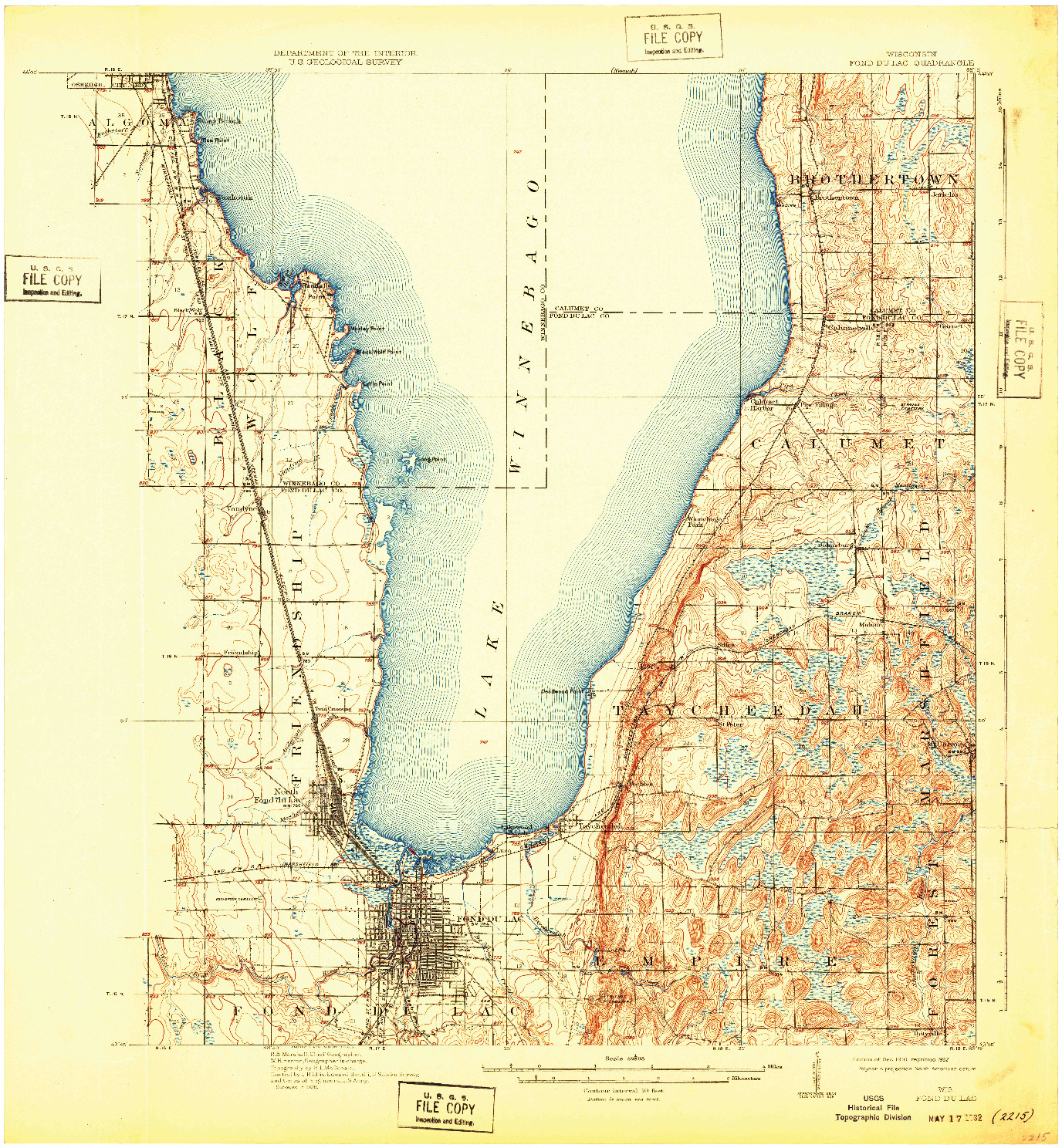 USGS 1:62500-SCALE QUADRANGLE FOR FOND DU LAC, WI 1910