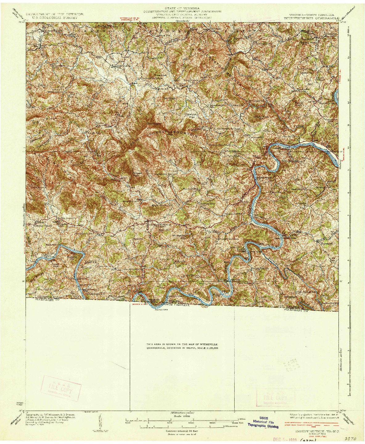 USGS 1:62500-SCALE QUADRANGLE FOR INDEPENDENCE, VA 1933