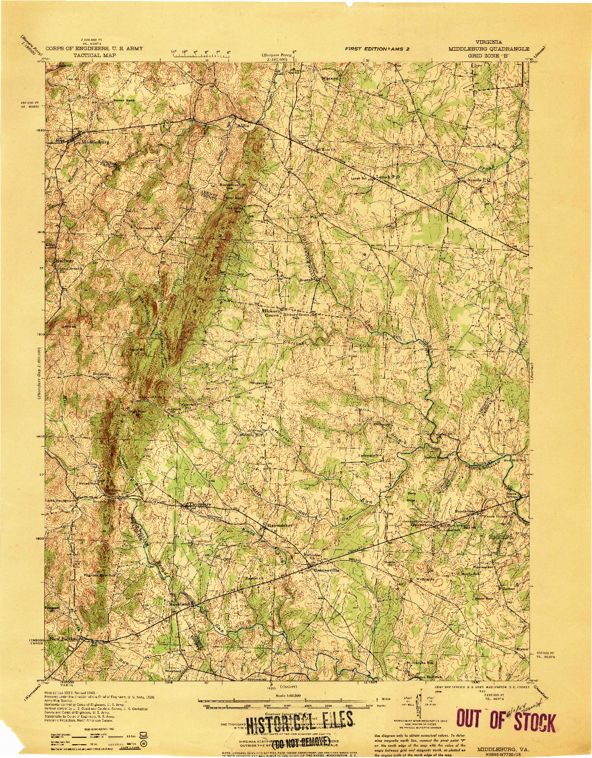 USGS 1:62500-SCALE QUADRANGLE FOR MIDDLEBURG, VA 1933