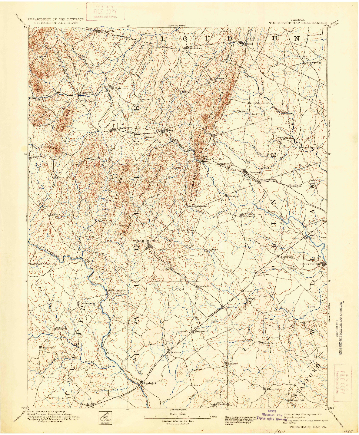 USGS 1:125000-SCALE QUADRANGLE FOR THOROFARE GAP, VA 1894