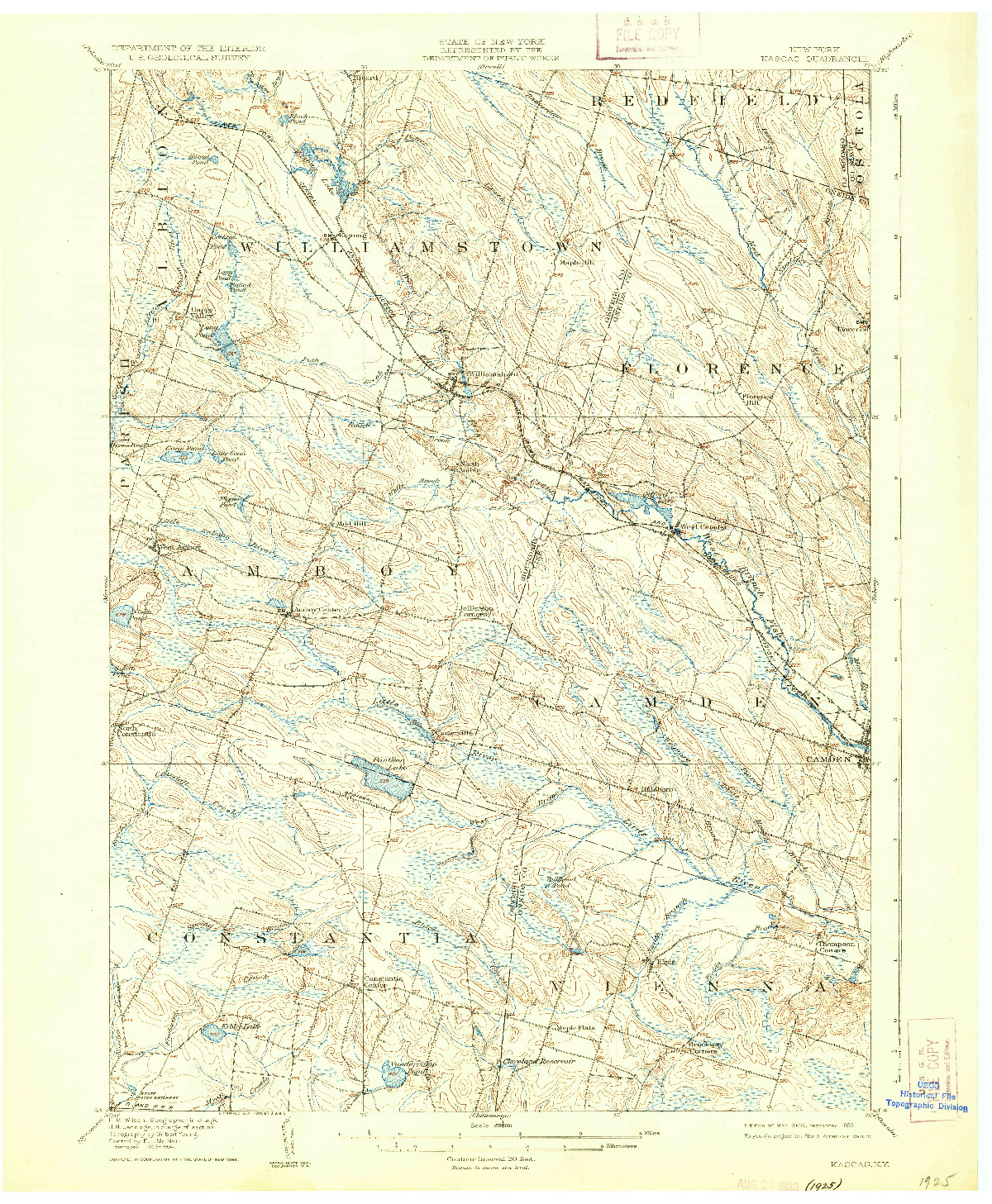 USGS 1:62500-SCALE QUADRANGLE FOR KASOAG, NY 1906