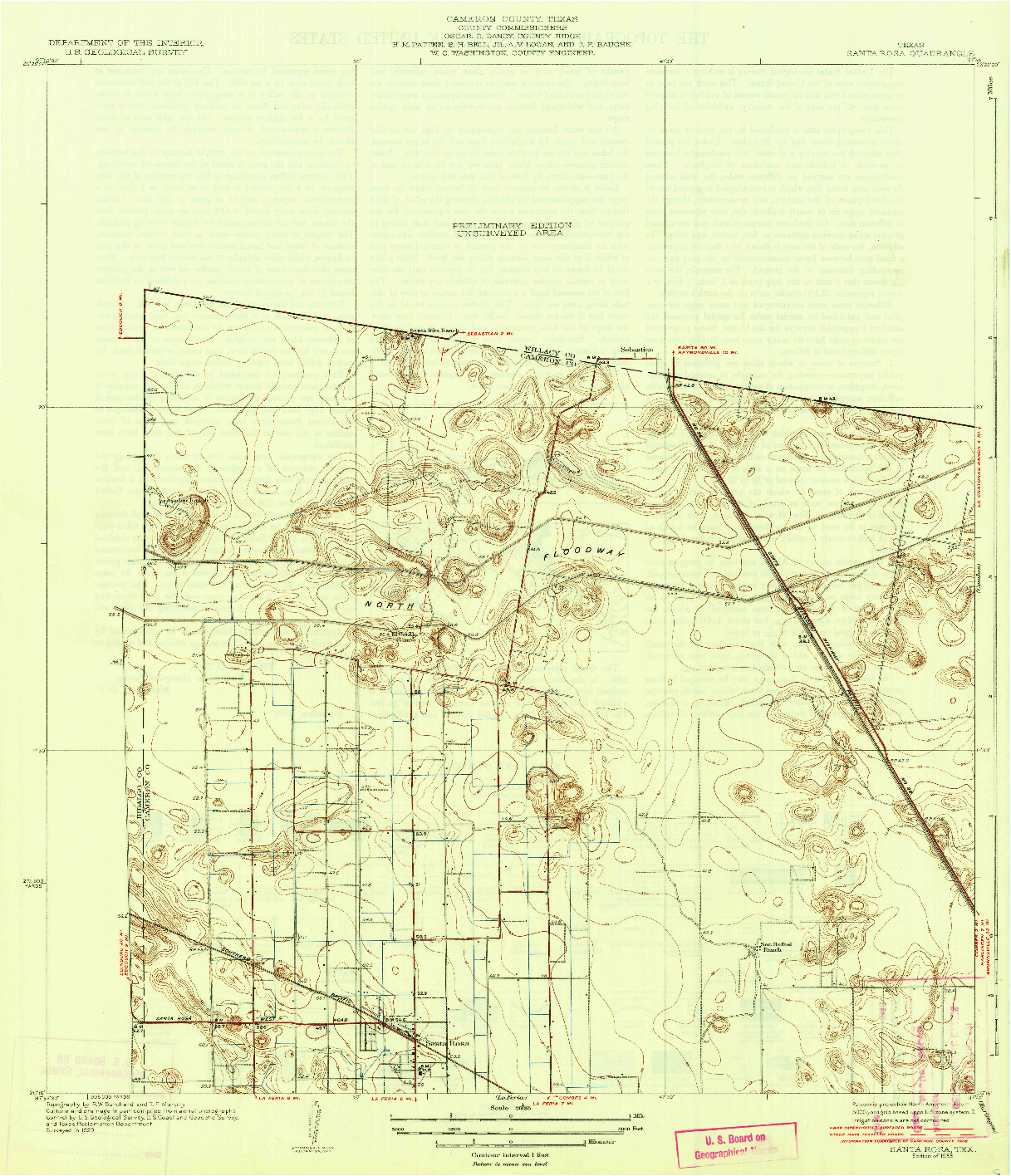 USGS 1:31680-SCALE QUADRANGLE FOR SANTA ROSA, TX 1933