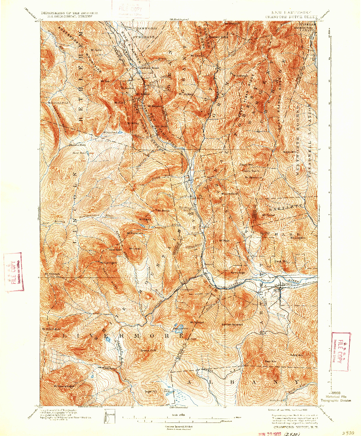 USGS 1:62500-SCALE QUADRANGLE FOR CRAWFORD NOTCH, NH 1896