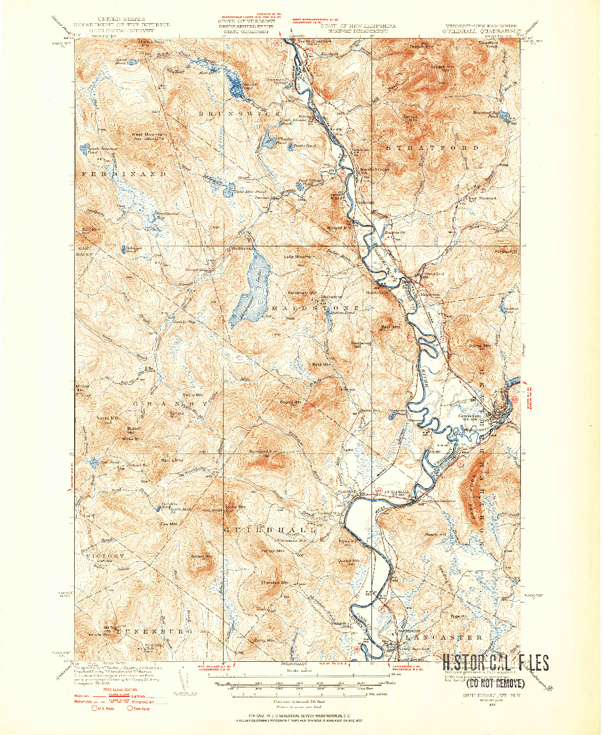 USGS 1:62500-SCALE QUADRANGLE FOR GUILDHALL, VT 1933