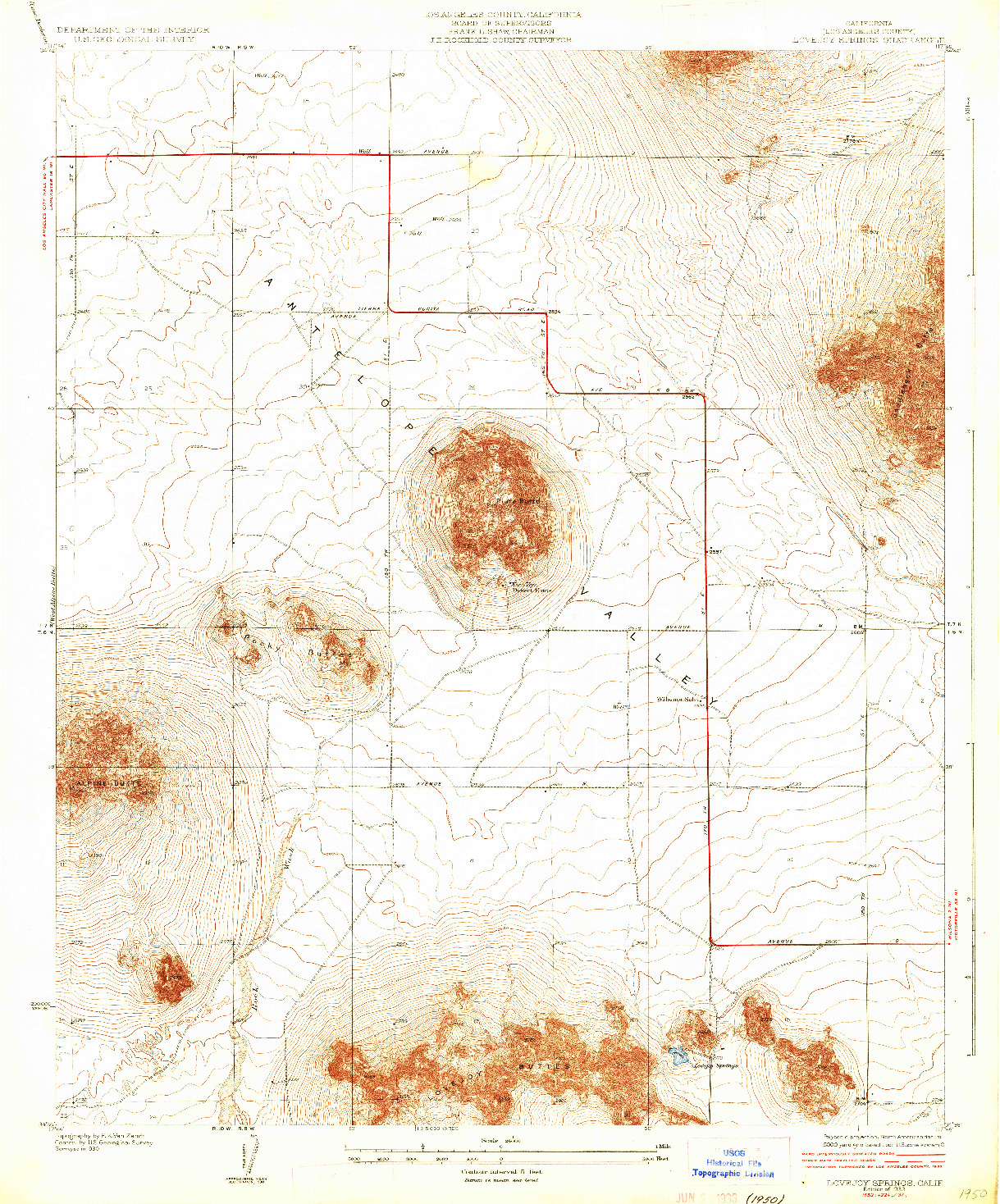 USGS 1:24000-SCALE QUADRANGLE FOR LOVEJOY SPRINGS, CA 1933