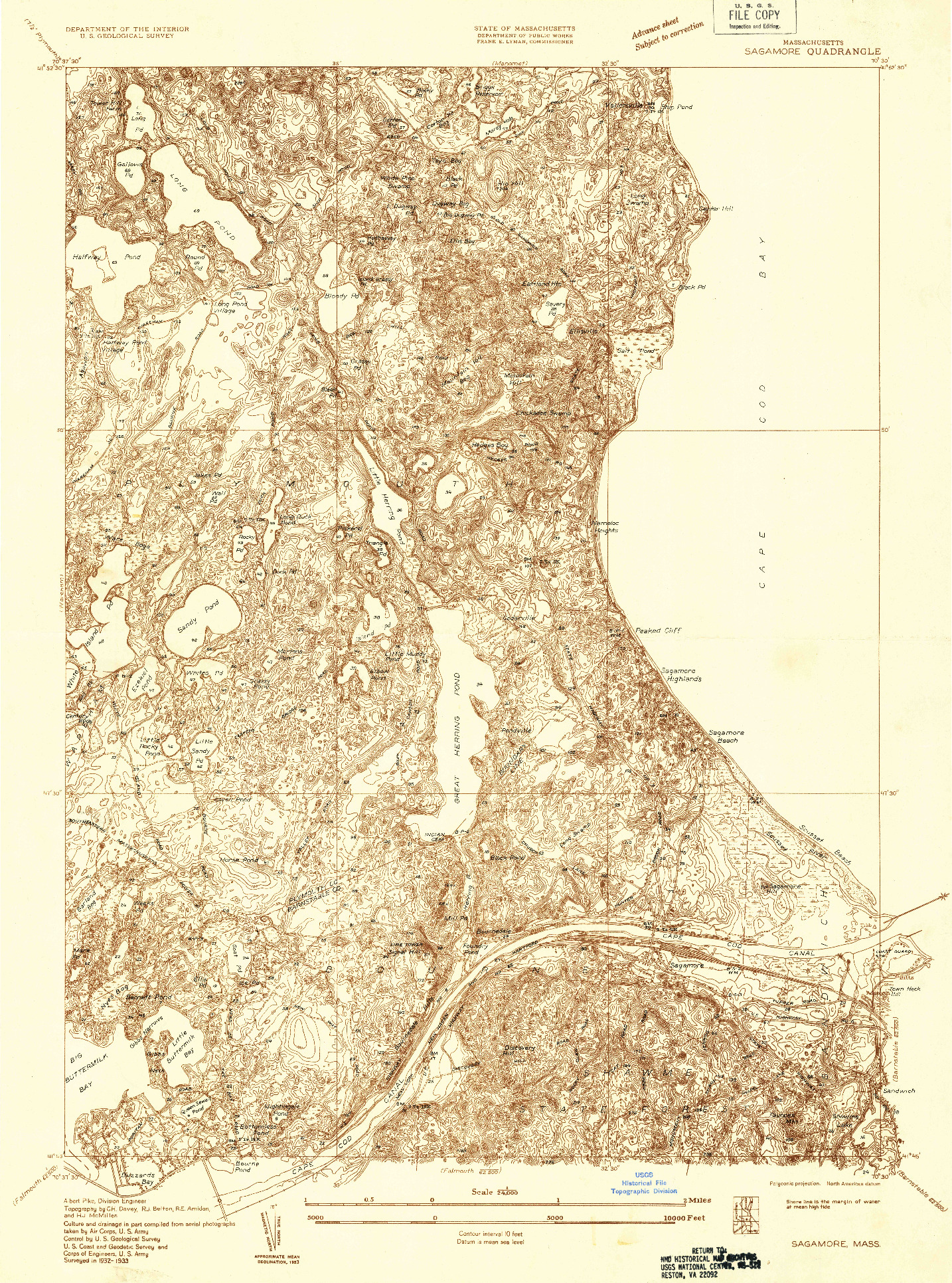 USGS 1:24000-SCALE QUADRANGLE FOR SAGAMORE, MA 1933