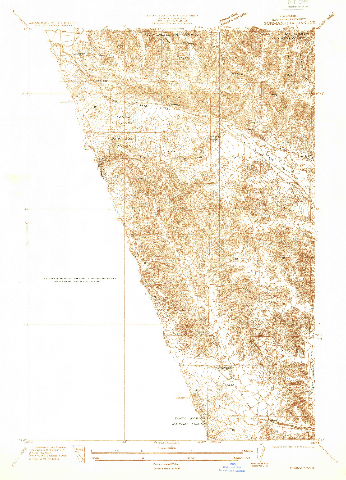 USGS 1:24000-SCALE QUADRANGLE FOR GORMAN, CA 1933