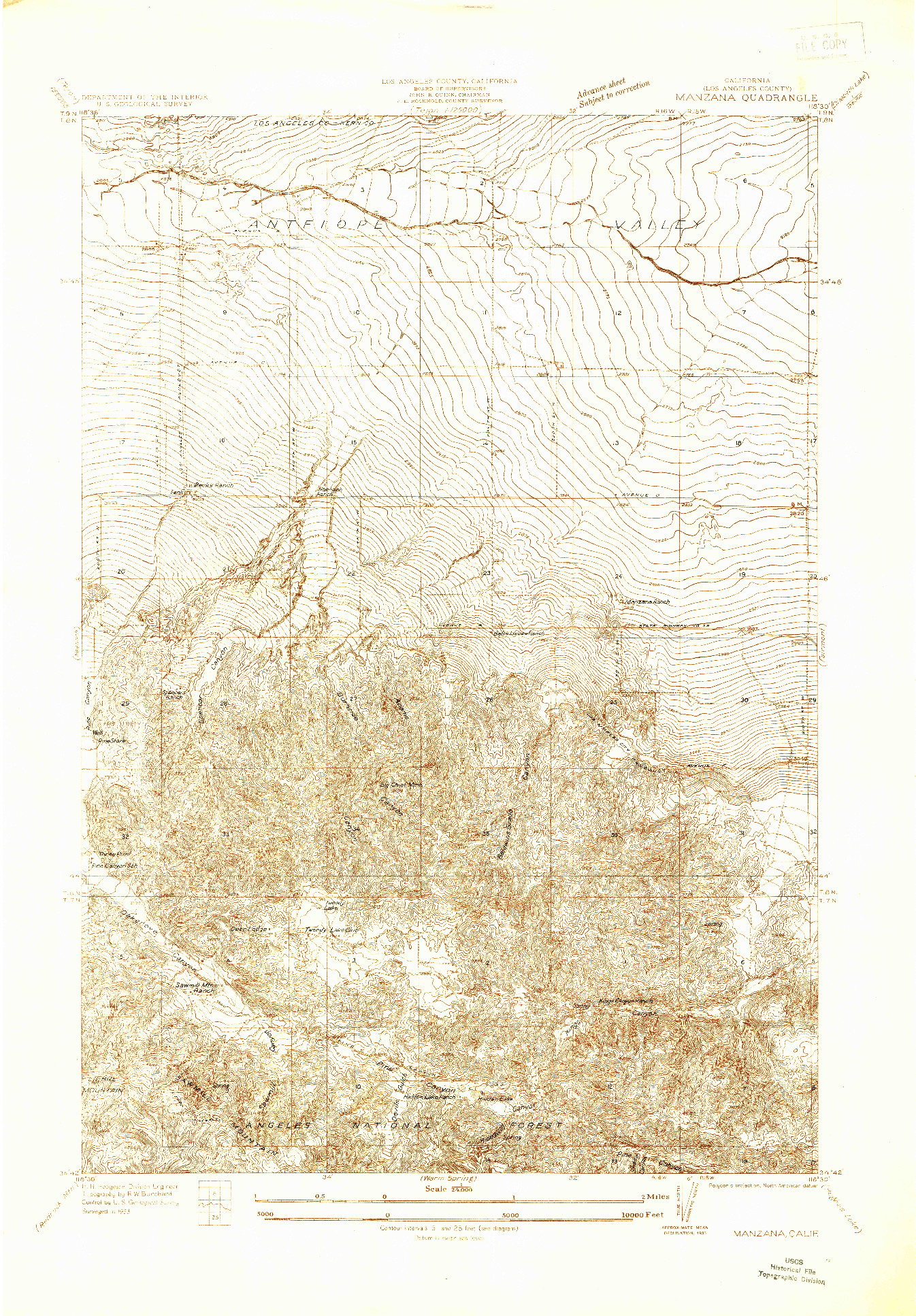 USGS 1:24000-SCALE QUADRANGLE FOR MANZANA, CA 1933