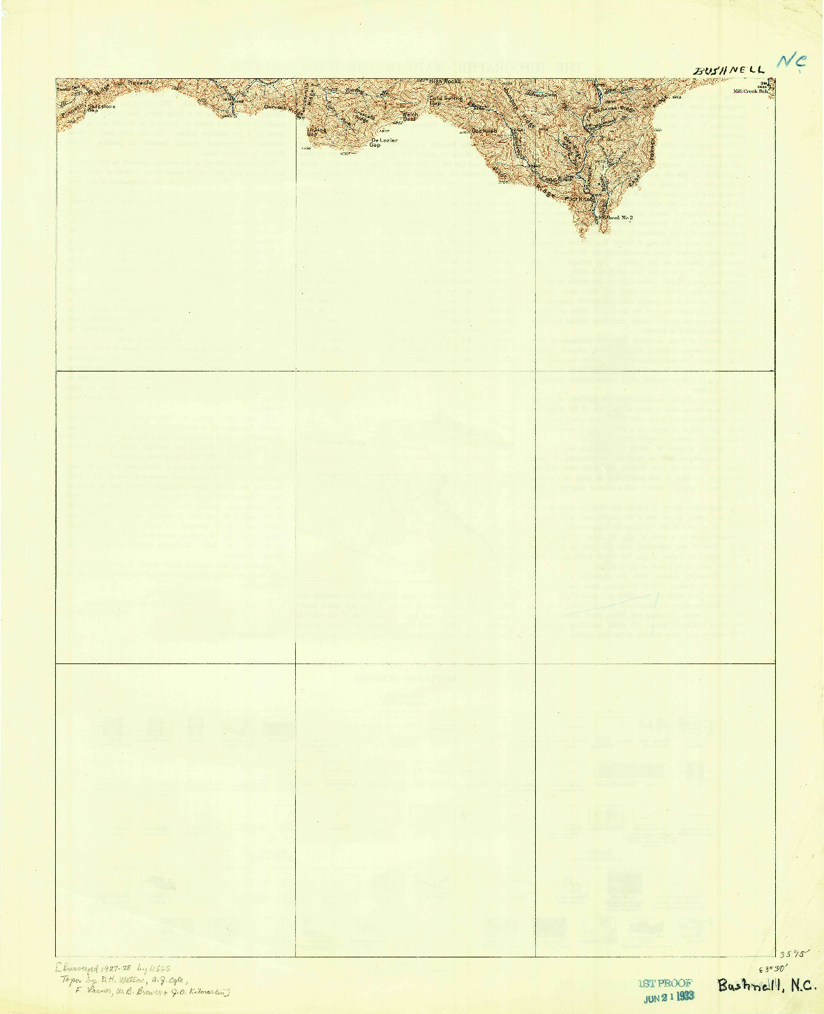 USGS 1:62500-SCALE QUADRANGLE FOR BUSHNELL, NC 1933