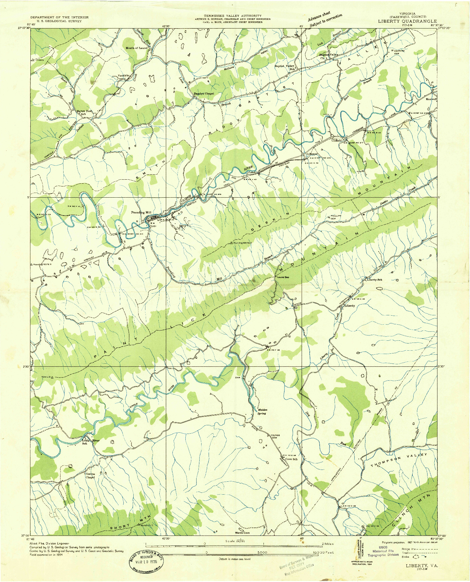 USGS 1:24000-SCALE QUADRANGLE FOR LIBERTY, VA 1934