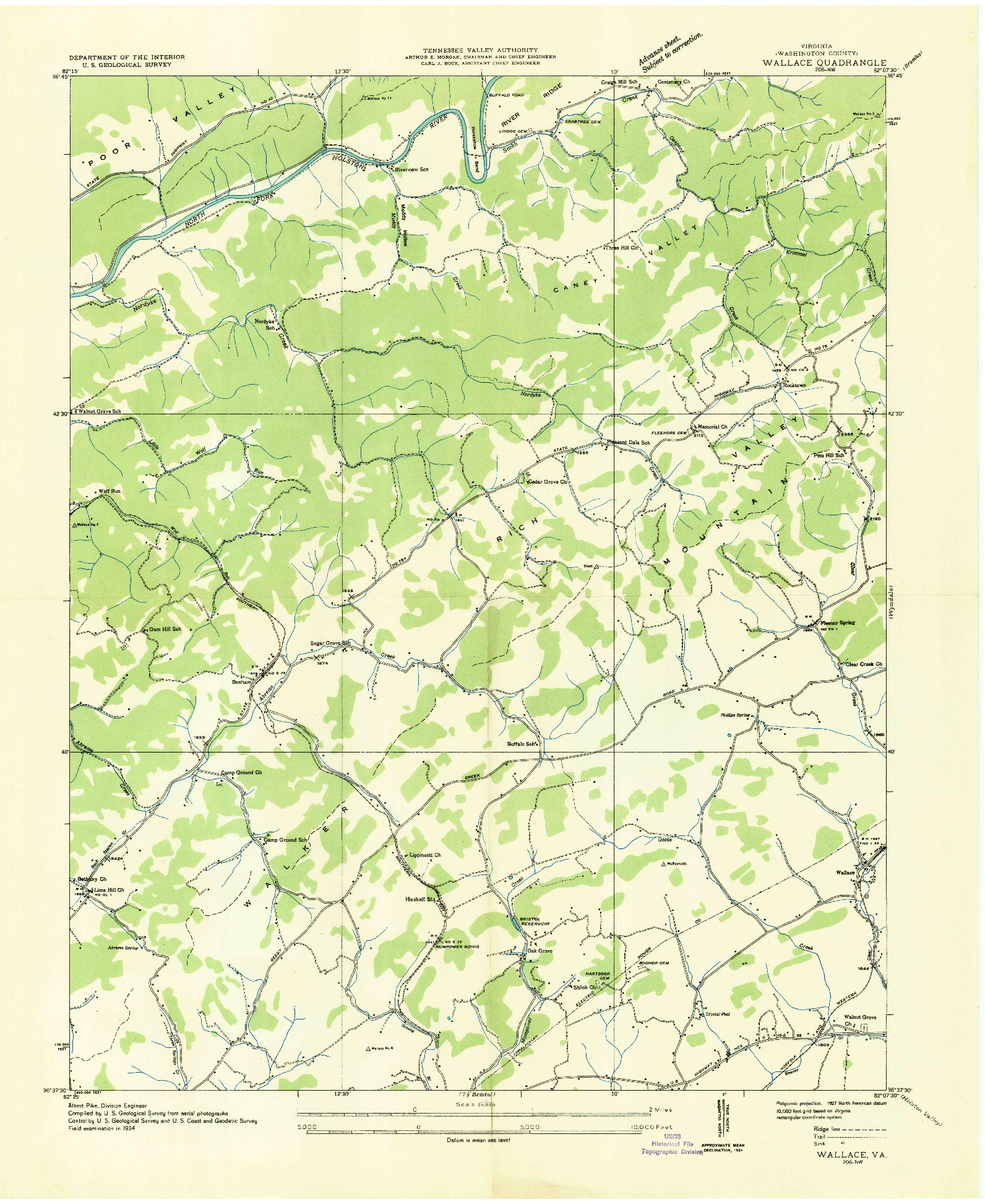 USGS 1:24000-SCALE QUADRANGLE FOR WALLACE, VA 1934