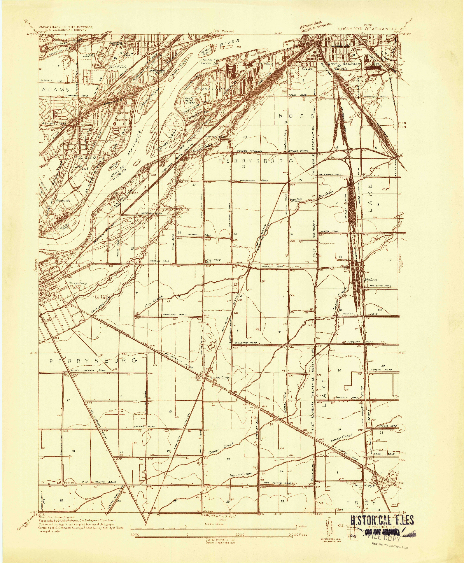 USGS 1:24000-SCALE QUADRANGLE FOR ROSSFORD, OH 1934