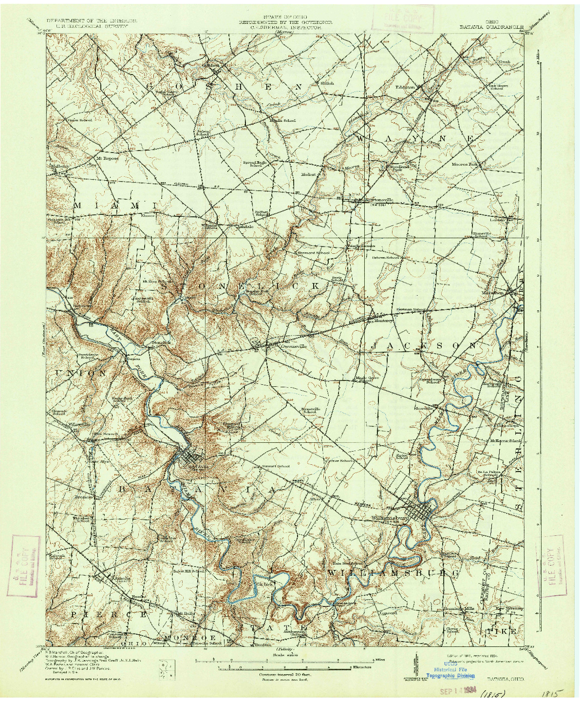 USGS 1:62500-SCALE QUADRANGLE FOR BATAVIA, OH 1916