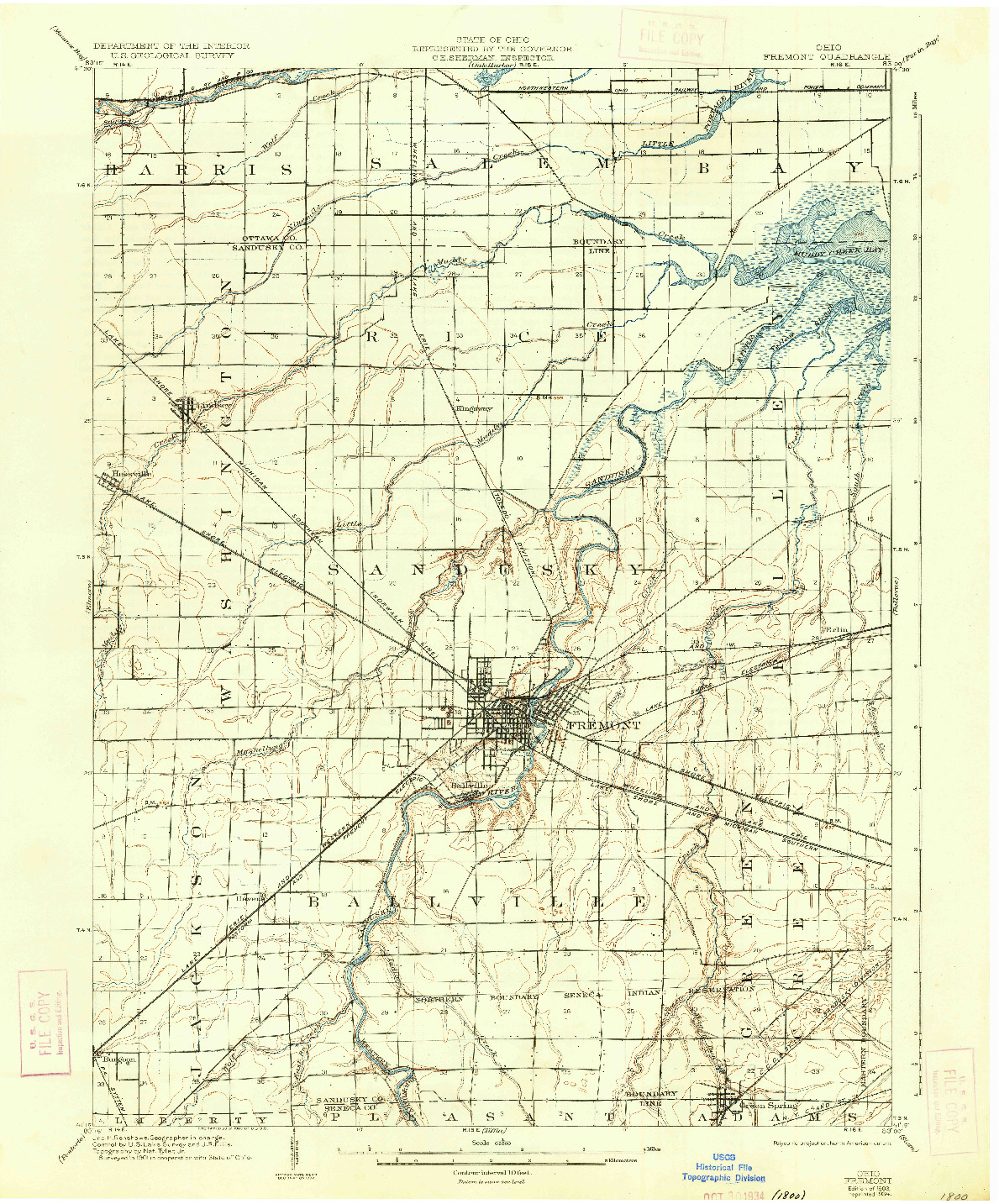 USGS 1:62500-SCALE QUADRANGLE FOR FREMONT, OH 1903