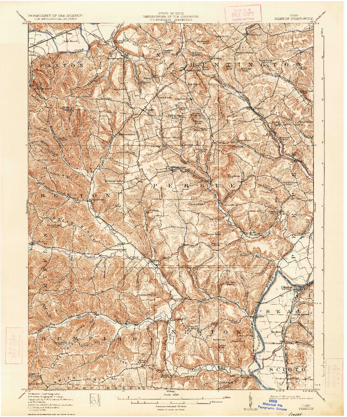 USGS 1:62500-SCALE QUADRANGLE FOR PIKETON, OH 1917