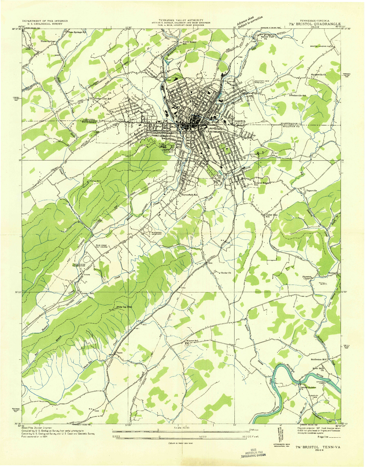 USGS 1:24000-SCALE QUADRANGLE FOR BRISTOL, TN 1934