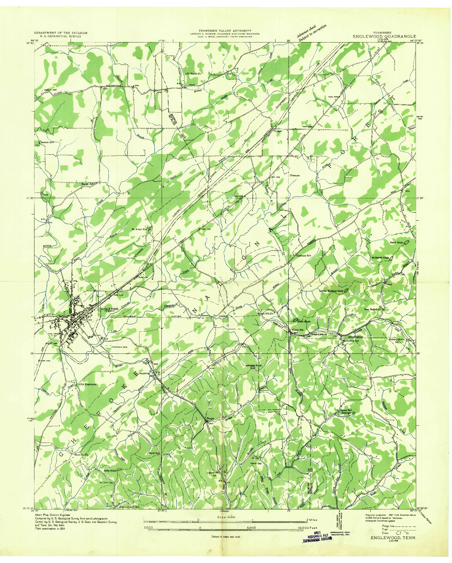 USGS 1:24000-SCALE QUADRANGLE FOR ENGLEWOOD, TN 1934