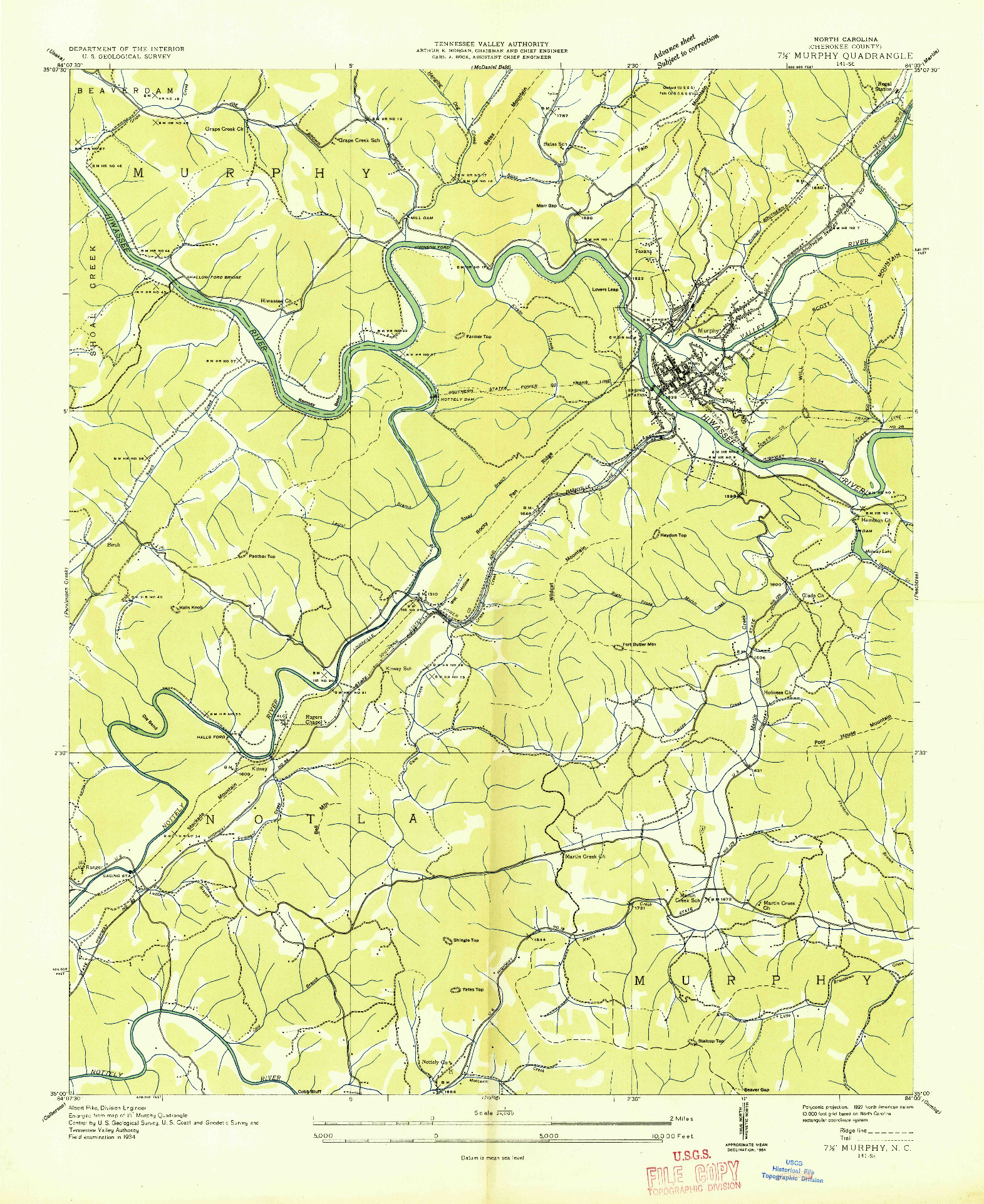 USGS 1:24000-SCALE QUADRANGLE FOR MURPHY, NC 1934