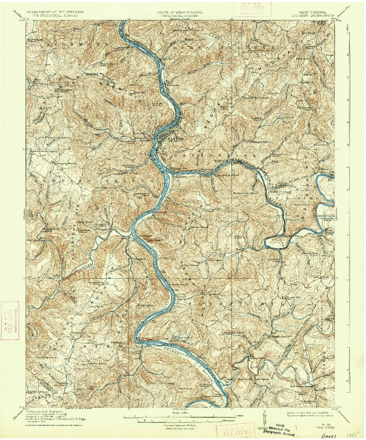 USGS 1:62500-SCALE QUADRANGLE FOR BIG BEND, WV 1914