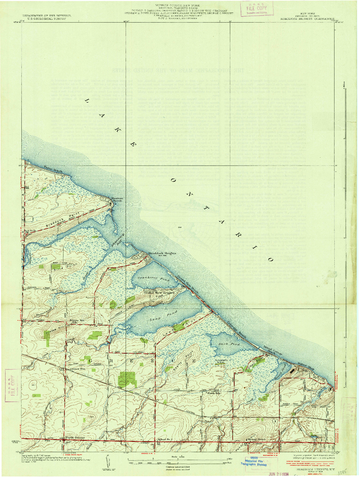 USGS 1:24000-SCALE QUADRANGLE FOR BRADDOCK HEIGHTS, NY 1934