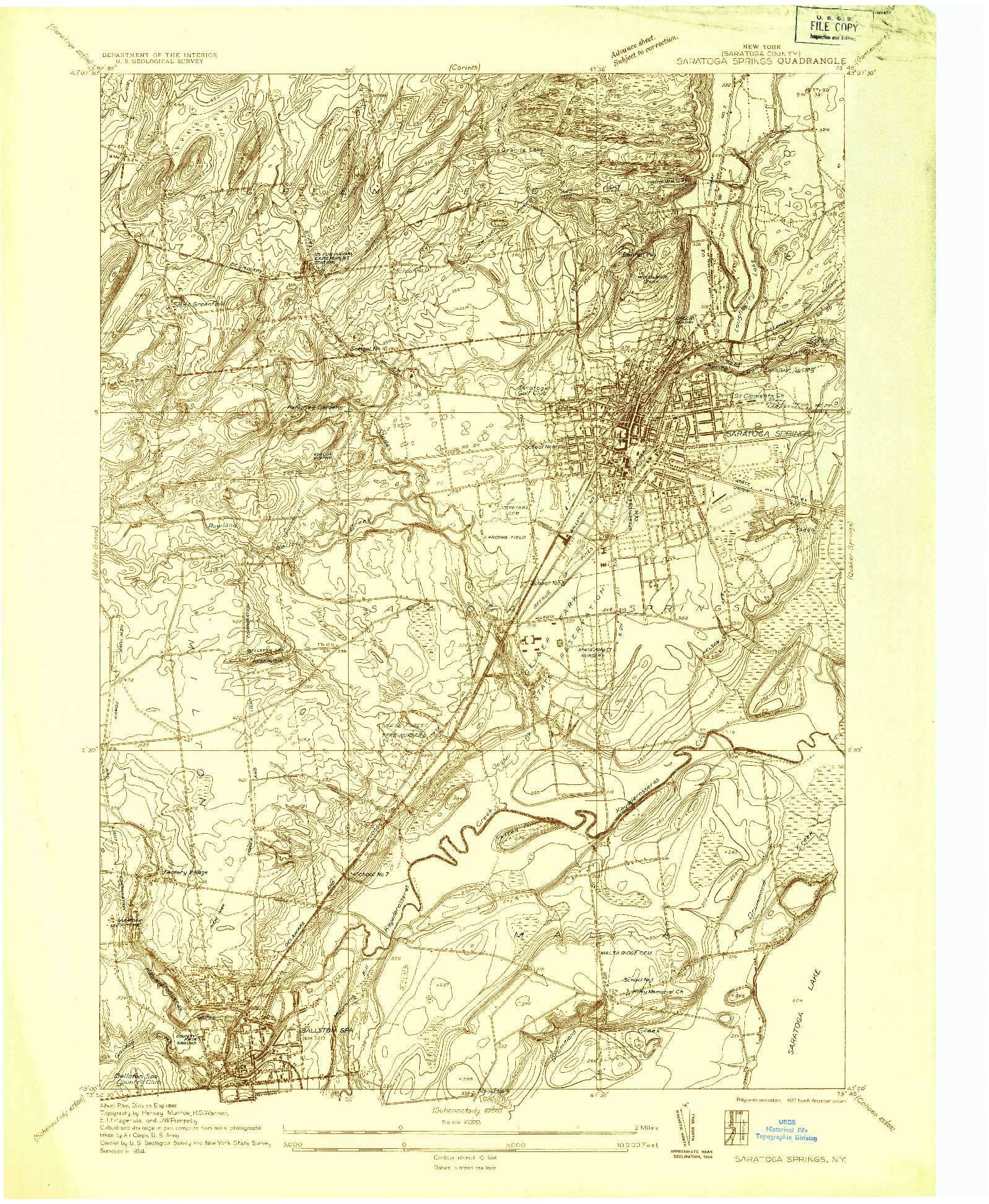 USGS 1:24000-SCALE QUADRANGLE FOR SARATOGA SPRINGS, NY 1934