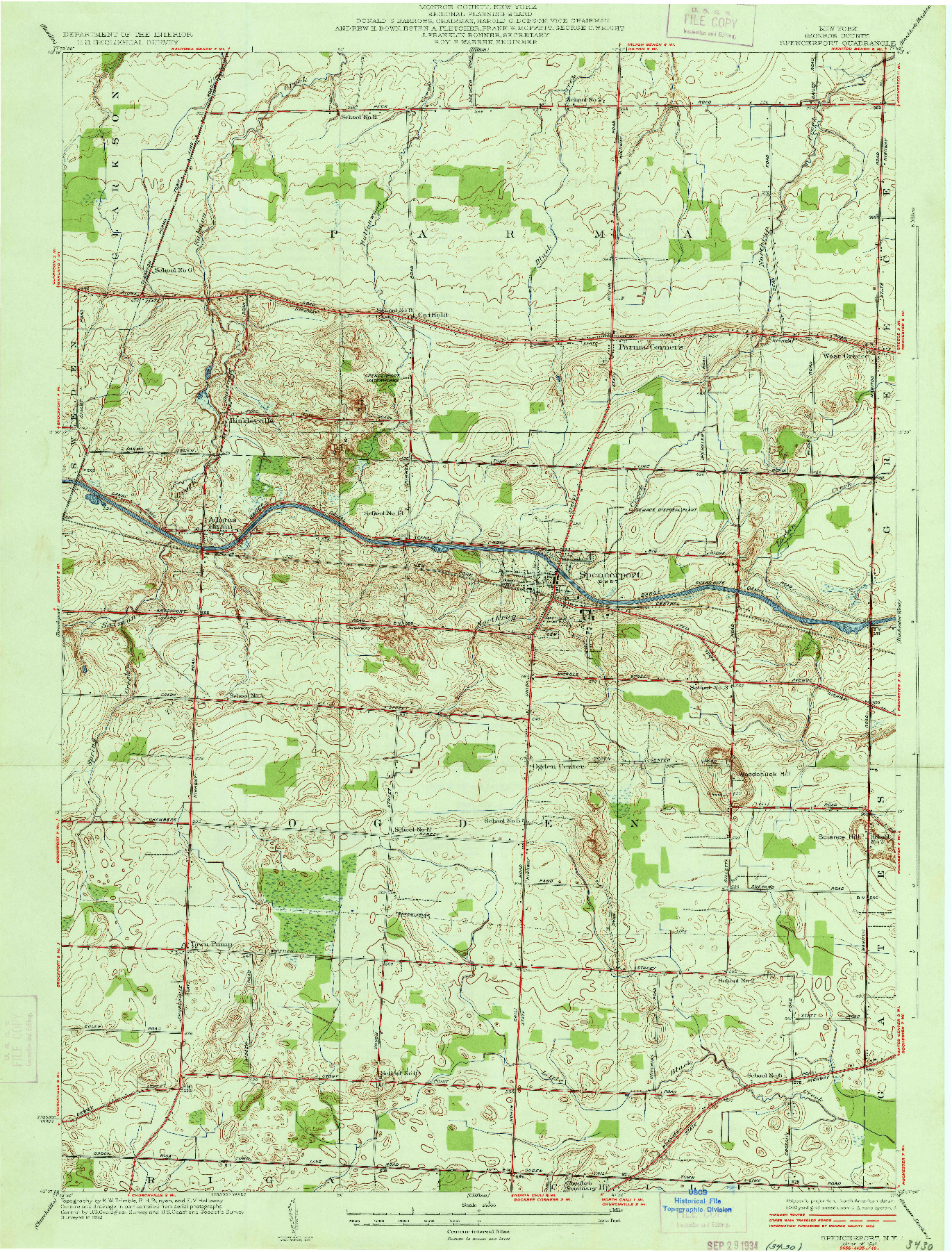 USGS 1:24000-SCALE QUADRANGLE FOR SPENCERPORT, NY 1934