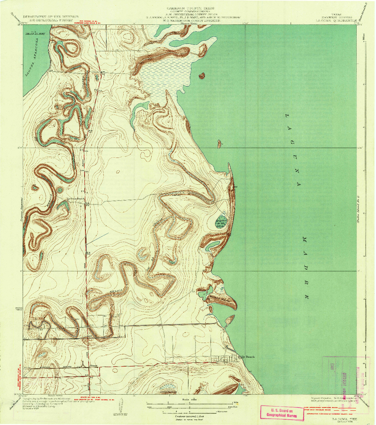 USGS 1:31680-SCALE QUADRANGLE FOR LA COMA, TX 1934