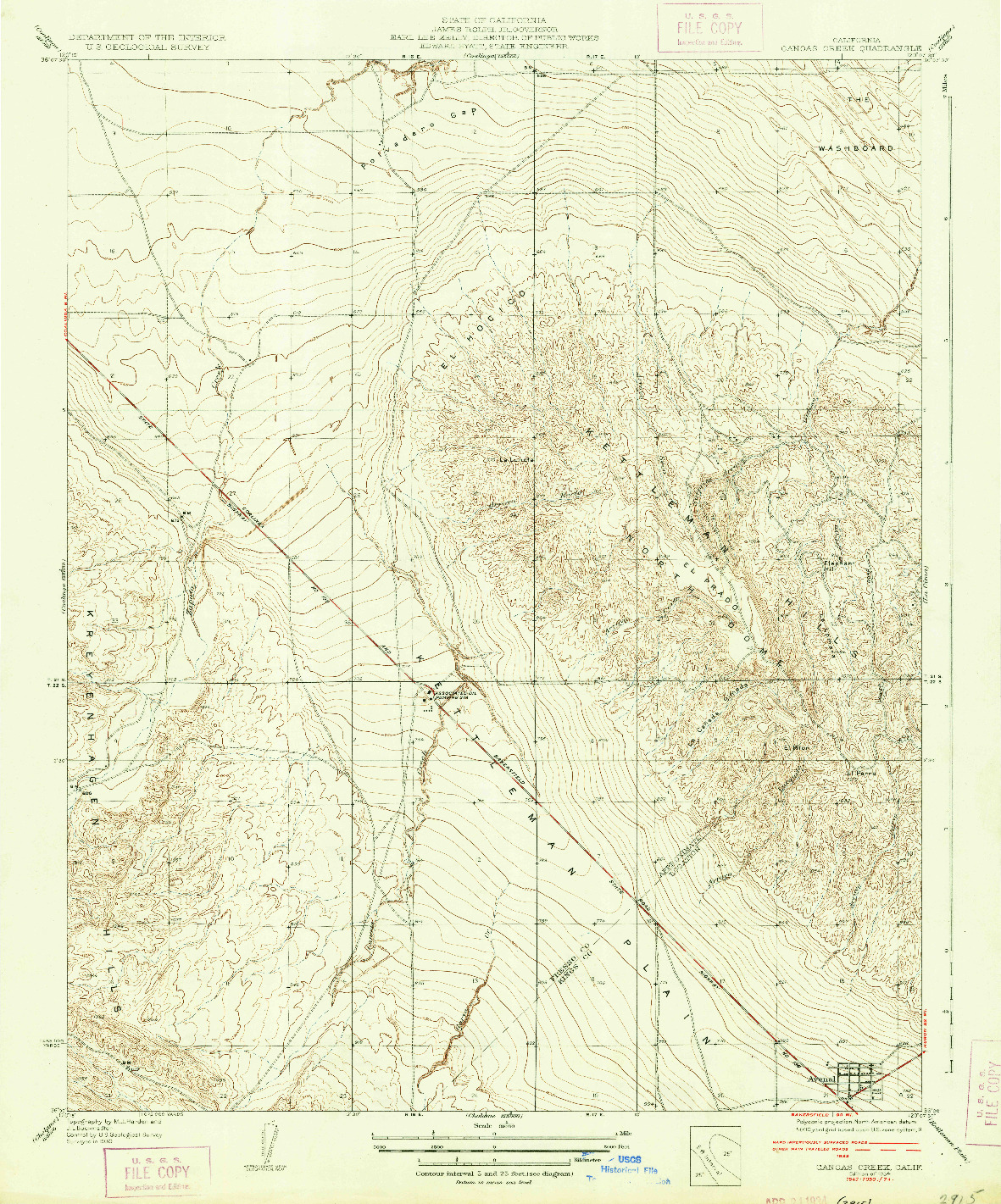 USGS 1:31680-SCALE QUADRANGLE FOR CANOAS CREEK, CA 1934
