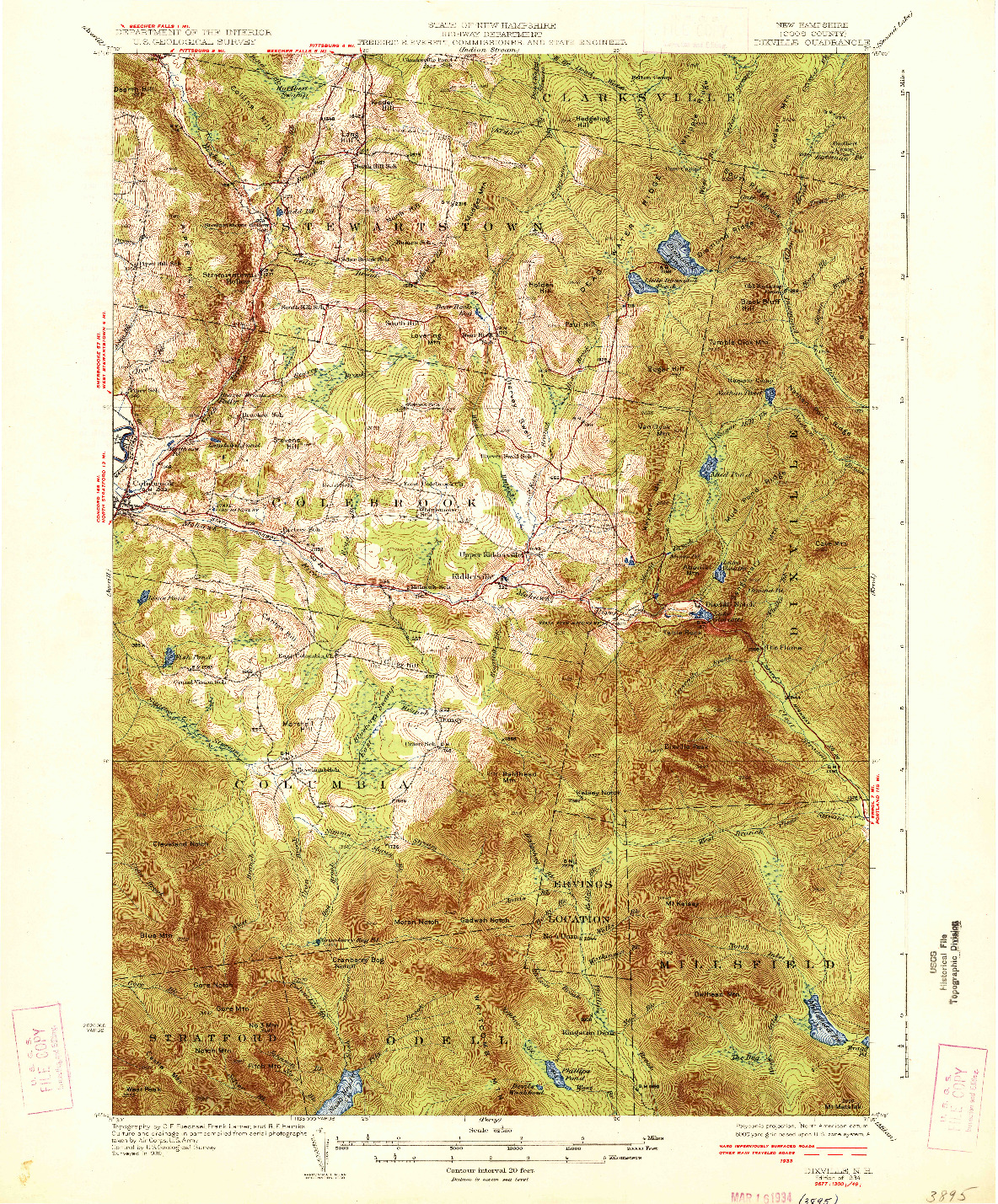 USGS 1:62500-SCALE QUADRANGLE FOR DIXVILLE, NH 1934