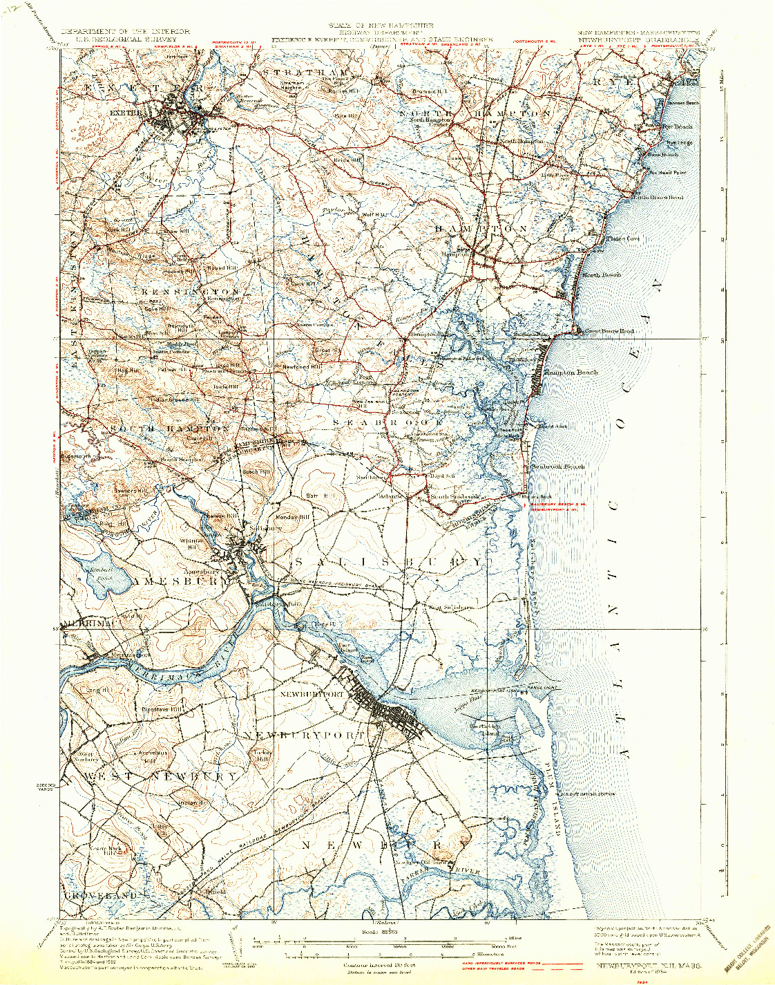 USGS 1:62500-SCALE QUADRANGLE FOR NEWBURYPORT, NH 1934