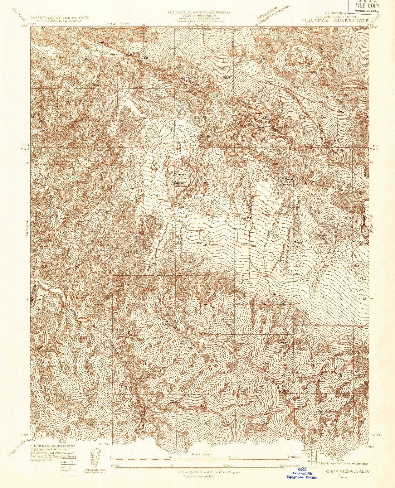 USGS 1:24000-SCALE QUADRANGLE FOR CIMA MESA, CA 1934