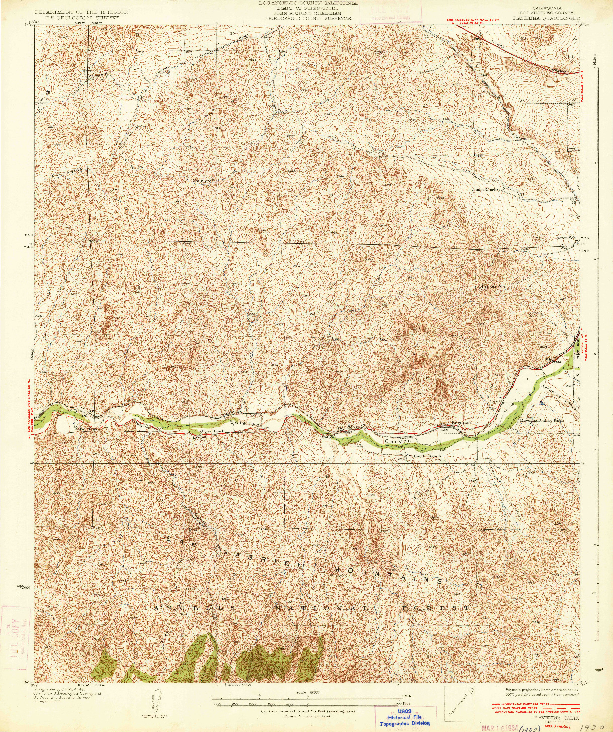 USGS 1:24000-SCALE QUADRANGLE FOR RAVENNA, CA 1934