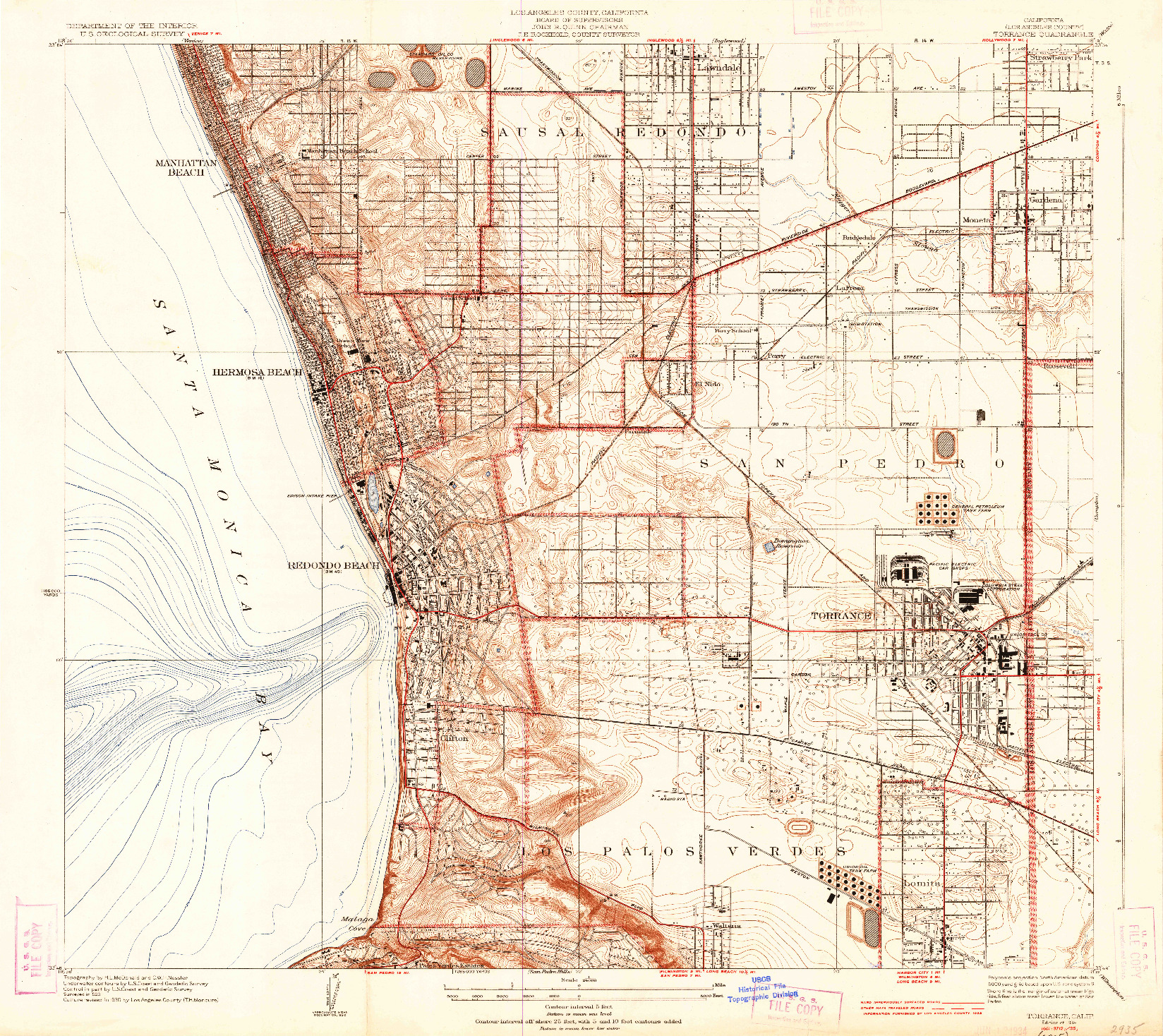 USGS 1:24000-SCALE QUADRANGLE FOR TORRANCE, CA 1934